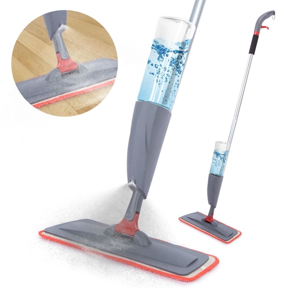 Spray Mop- 360 Degree Microfiber Floor Spray Mop Cleaner Starter Kit with Integrated Spray and Included Refillable 600ml Capacity