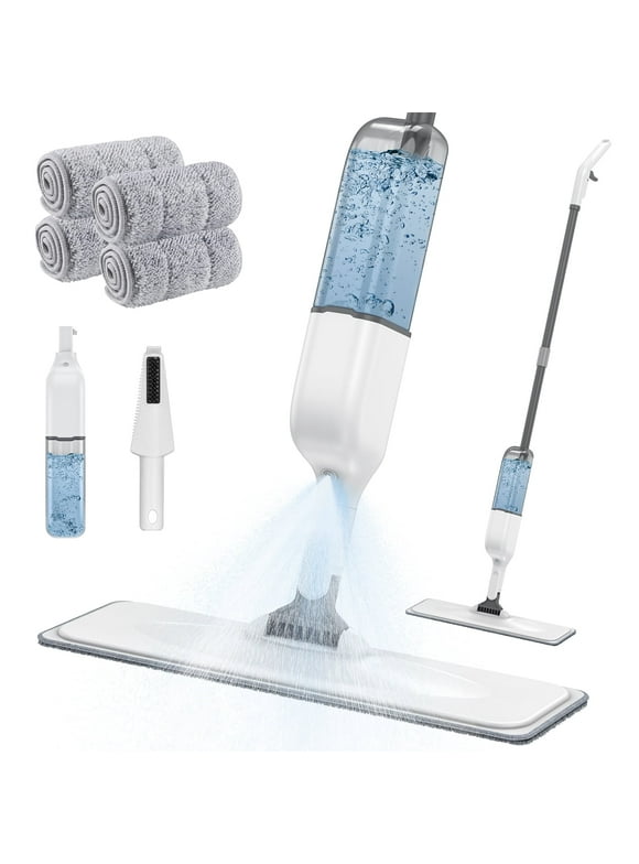 Spray Mop for Floor Cleaning with 4pcs Washable Pads, Wet Dry Microfiber Mop with 600 ml Refillable Bottle for Home, Kitchen Hardwood Laminate Vinyl Wood Tile Floor Cleaners