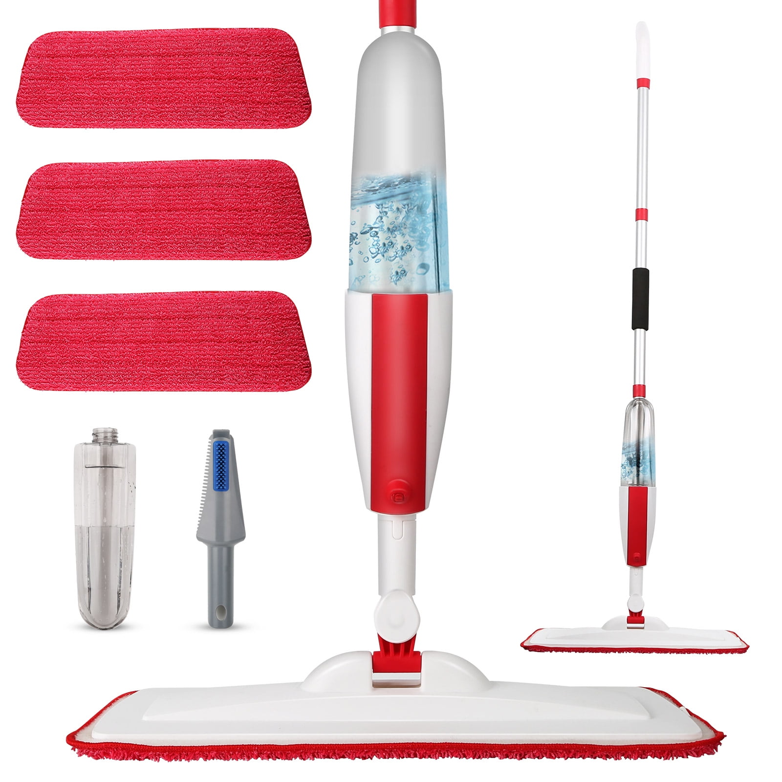 Kibhous Superfine Fiber Spray Mop for Floor Cleaning, with Refillable Spray  Bottle and 3 Washable Pads, Used for Flat Mop in Home Kitchen, Hardwood