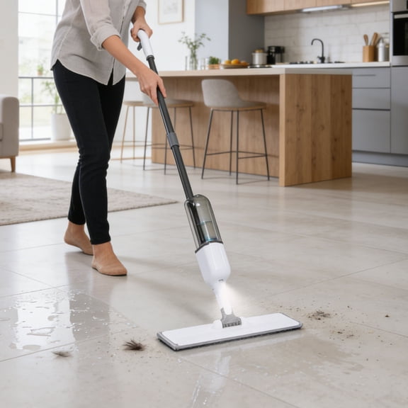 Spray Mop for Floor Cleaning, Home Commercial Use, Ideal for Tackling Spills, Stains, and Daily Grime, White
