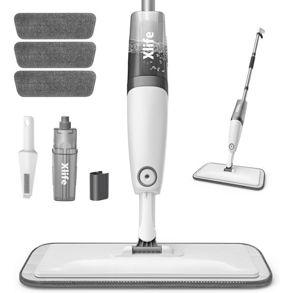 Spray Mops for Floor Cleaning, Microfiber Dust Mop with 3 Washable Pads Mop with Sprayer Wood Mops Commercial Home Use for Wood Hardwood Laminate Ceramic Tiles Floor-Gray (No Cleaner)