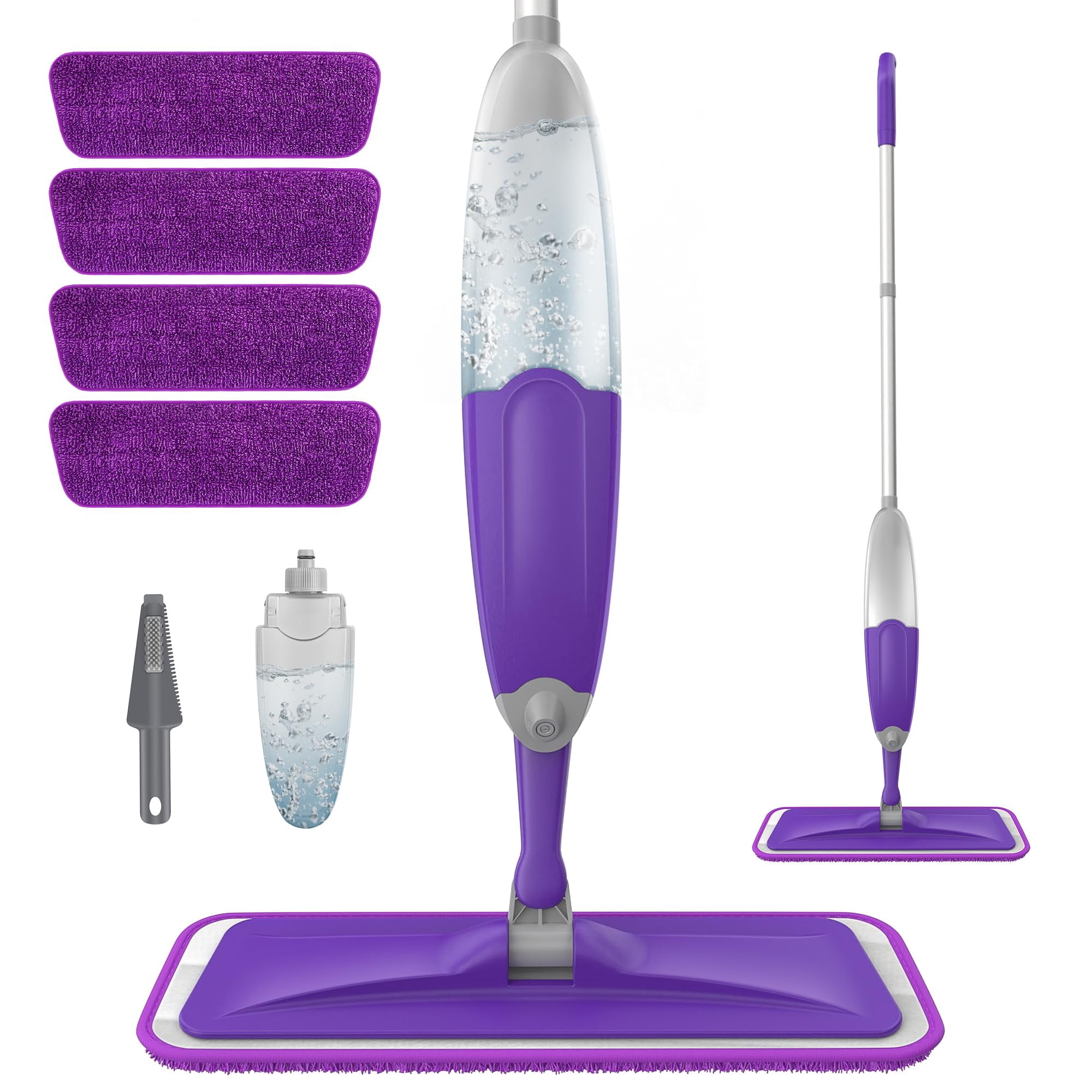 Spray Mops for Hardwood Floor Cleaning, Microfiber Wood Floors Spray Mop with Reusable Washable Mop Pads Refills Fit for Swiffer Power Mop, Wet Dry Jet Refillable Flat Dust Mop For Laminate Tile Floor