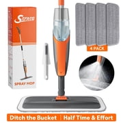 SEFREG Spray Mop for Multi-Surface Heavy-Duty Cleaning with 4 Washable Microfiber Pads,Refillable Bottle,Functional Scraper,360 Rotating Head,One-Handed Operation,Wet/Dry Use,Rust-proof Aluminum Pole