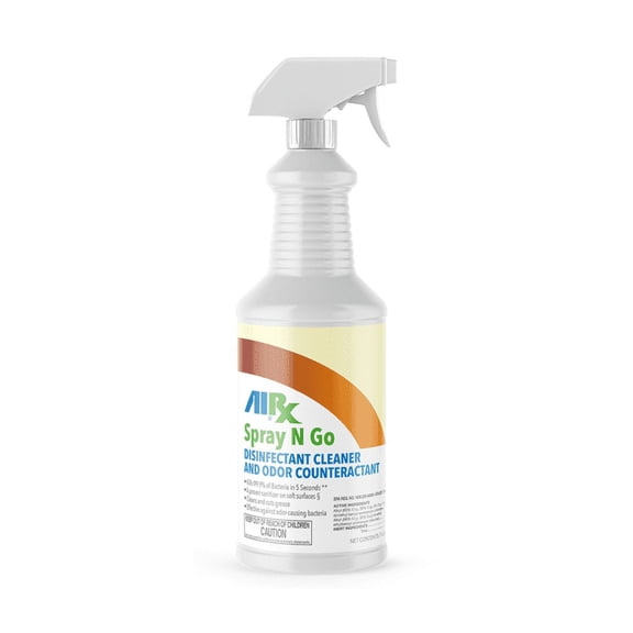 Spray-N-Go - Cleans and Disinfects Hard Non-Porous Surfaces - Disinfecting and Sanitizing Spray - Deodorizing - Cleans Soft and Hard Surfaces - Antibacterial - (1 Quart)