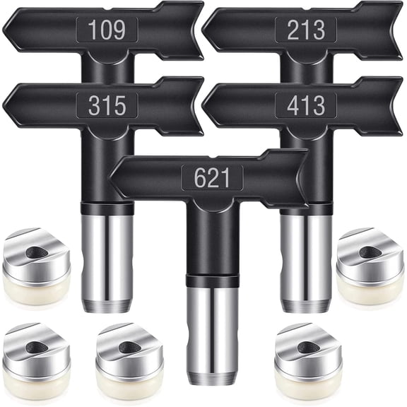 Spray Nozzle Spray tip Reversible Spray Tips Airless Paint Sprayer Nozzle Tips Airless Paint Spray Machine Parts for Homes Buildings Garden Decks Fences (5 Pieces - 109, 213, 315, 413, 621)