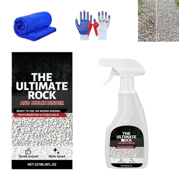 Spray-On Rock & Mulch Binder, Rock Glue for Landscaping, Gravel Adhesive, Multi-Purpose Fixing Adhesive, Fast-Dry No Dilution, for Works on Gravel, Stone, and Slate (1PCS)