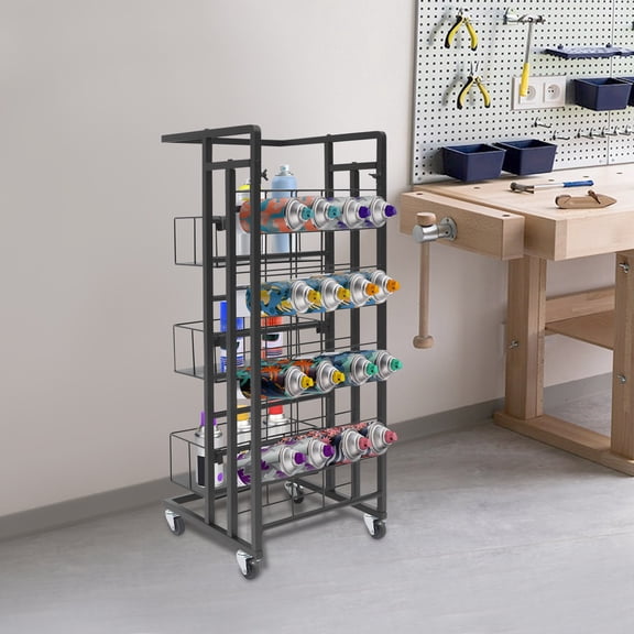 Spray Paint Can Organization Storage Rack, 32 Cans Paint Can Metal Rack Cart