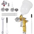 Spray Paint Gun with 1.3/1.5/1.7mm Nozzles Pressure Gauge Kit,Air