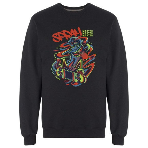 Spray Paint Skater Graphic Sweatshirt Men -Image by Shutterstock, Male x-Large