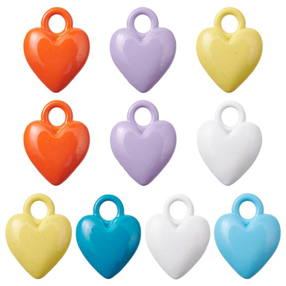 Spray Painted Alloy Charms Cadmium Free & Lead Free Heart Mixed color 14.5x11x4mm Hole: 3mm Alloy