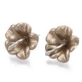 thumbnail image 1 of Spray Painted Alloy Stud Earring Findings with Stainless Steel Pins and Loop Flower Platinum Camel 18x18mm Hole: 1.4mm Pin: 1mm, 1 of 2