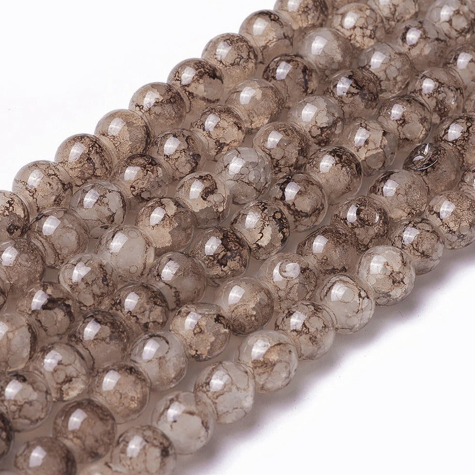 Spray Painted Glass Beads Strands Round Camel 8~8.5mm Hole: 1.5mm about 100pcs/strand 31.1 inch(79cm)