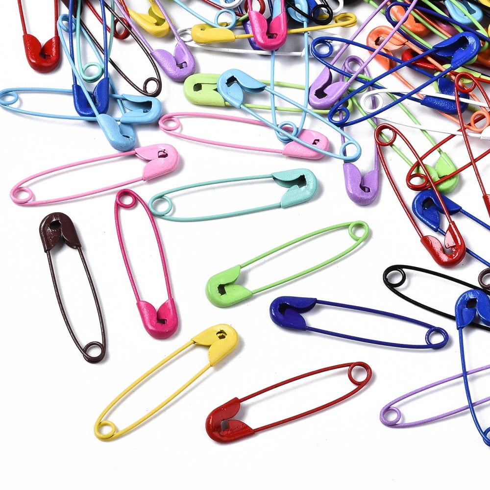 Spray Painted Iron Safety Pins for Brooch Making Kilt Needles Mixed color 30~31x7x2.5mm DIY