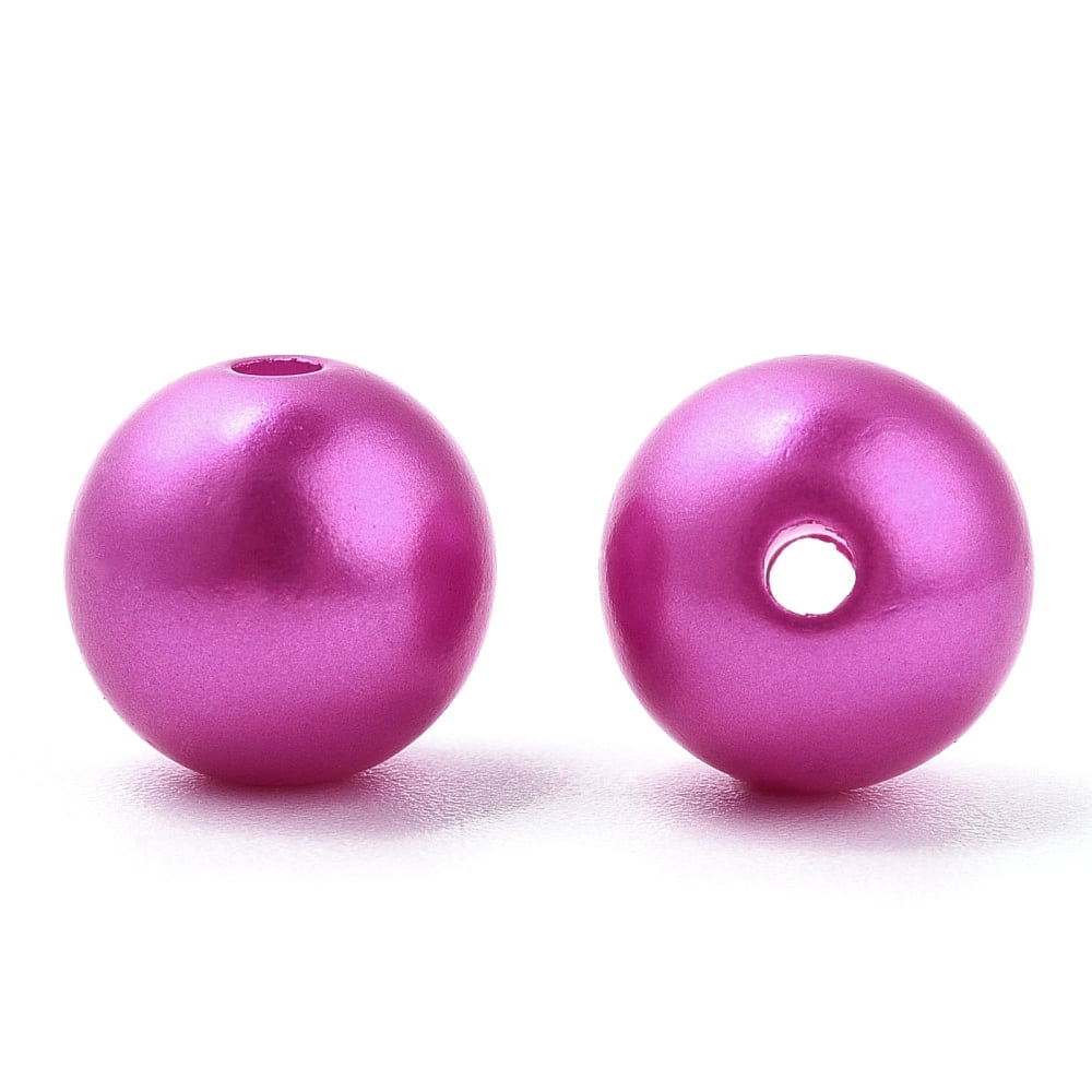 Spray Painted Plastic Imitation Pearl Beads Round Magenta 10x9.5mm Hole: 2mm 1040 pcs/500g
