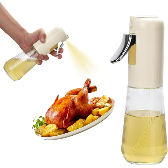 Spray & Pour - Botella dispensadora de aceite de oliva de vidrio para cocina, rociador de aceite para cocinar, aderezo para ensaladas, barbacoa, botella de spray de aceite continuo de oliva