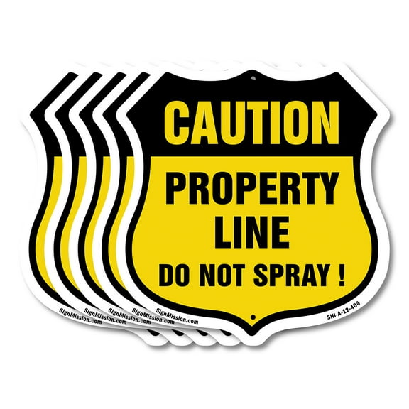 No Spray Shield Sign Caution Property Line Do Not Spray (5 Pack) 12 inch X 12 inch Shield-Shaped Rust-Free Aluminum Metal Signs Weather Resistant, UV Protected for Workplace Made in the
