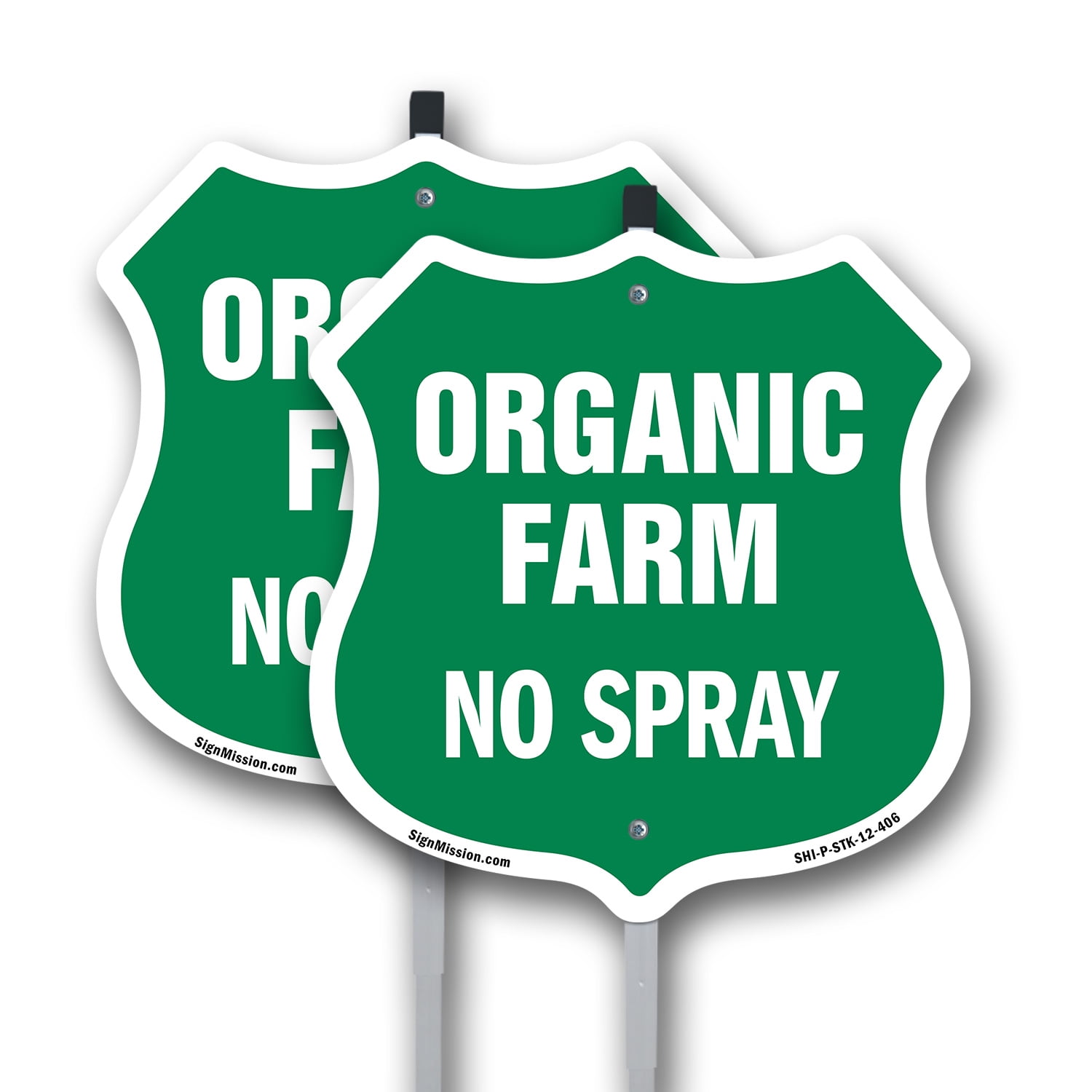 No Spray Shield Sign Organic Farm (2 Pack) 12 inch X 12 inch Shield ...