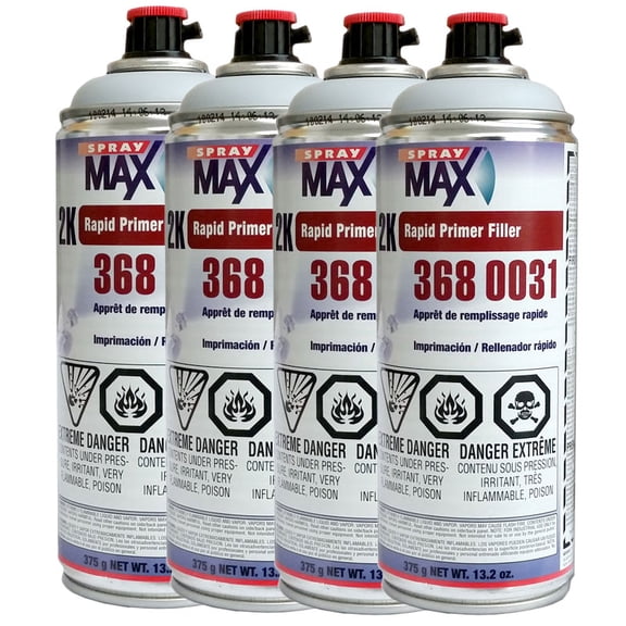 SprayMax 3680031 Gray Universal 2K Rapid Primer Filler 13.2 oz (4 Pack)