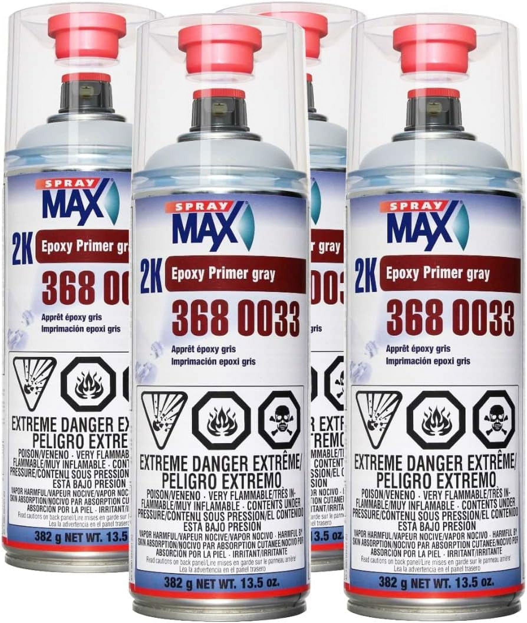 SprayMax 3680033 2K Epoxy Rust Cure Primer Gray 13.5 oz (4 Pack)