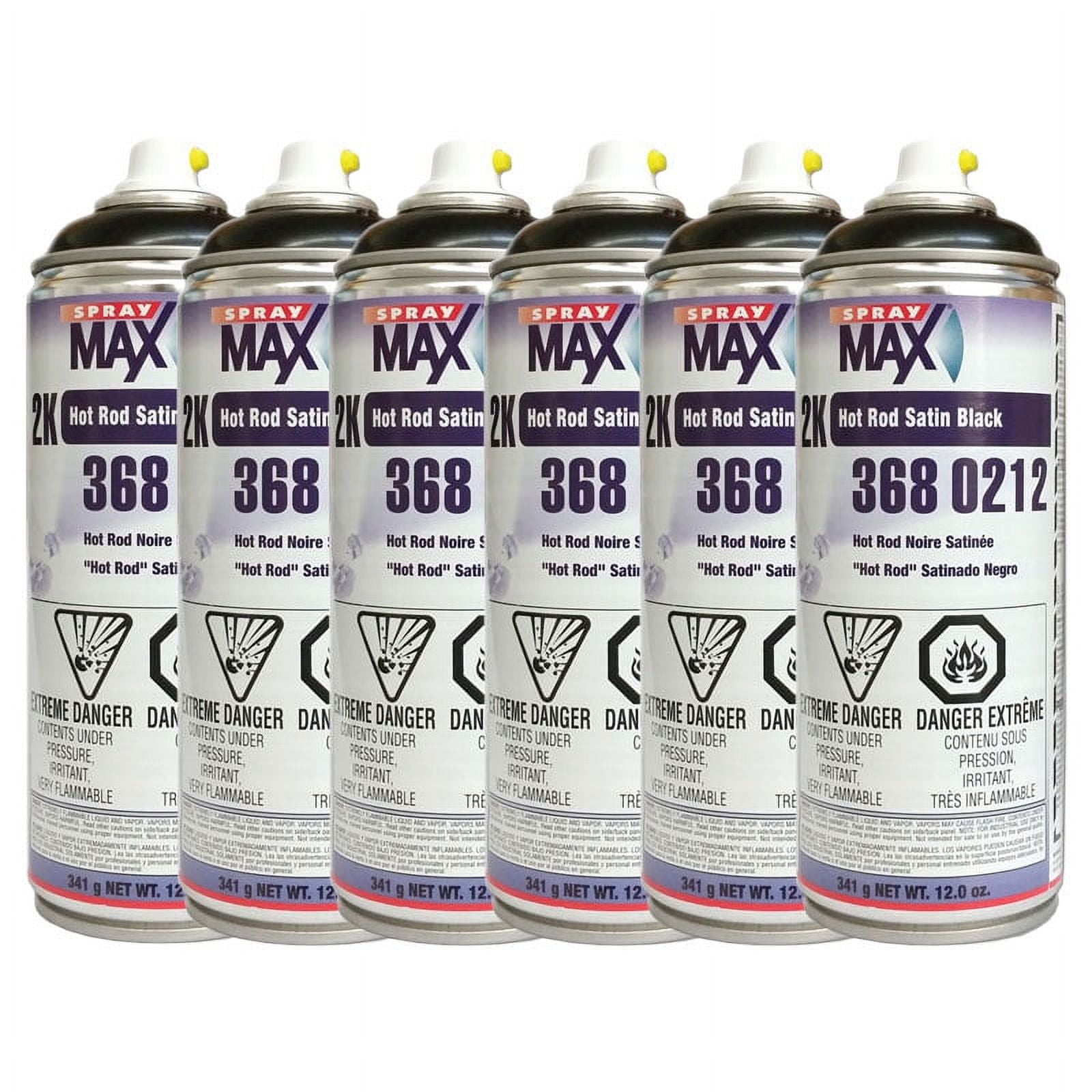 SprayMax Hot Rod Satin Black Paint 2K Urethane, Aerosol 3680212