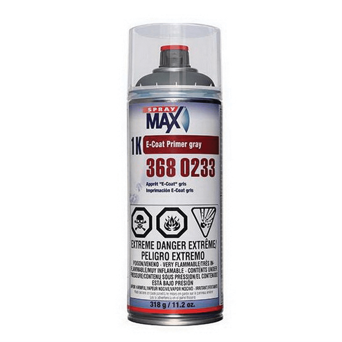 SprayMax 3680233 1K E-Coat Primer, 11.2 oz Aerosol Can, Gray, 5.4 sq-ft Coverage