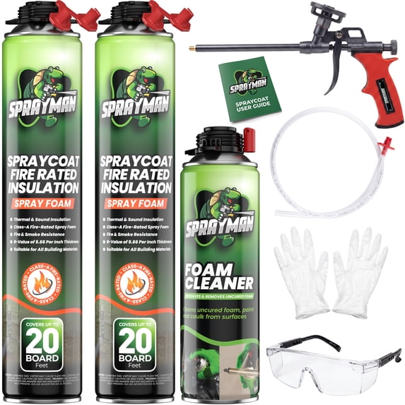 Sprayman Spraycoat Fire Rated Spray Foam Insulation, Closed Cell, 40 Board Feet, 2 Pack Set