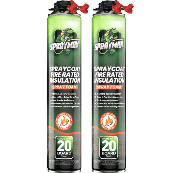 Sprayman Spraycoat Fire Rated Spray Foam Insulation, Closed Cell, 40 Board Feet, 2 Pack