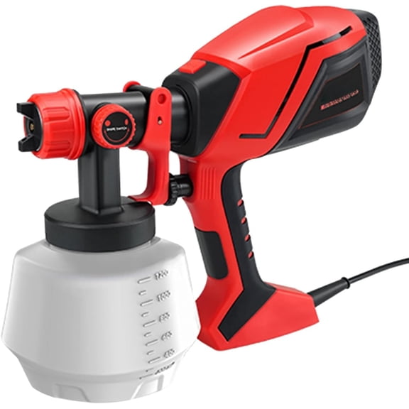 Sprayer 1000W HVLP Electric with 6 Copper Nozzles and 3 Patterns 1200ML High Capacity Container for Furniture, Fences, Walls, Garage Doors (Red)