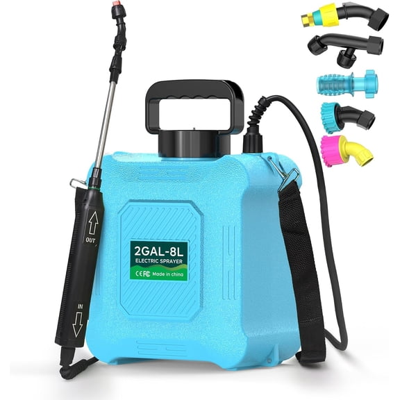 Sprayer 2 Gallon -Lightweight Electric Sprayer for Lawn and Garden Weed/Pest Control, Watering - with Telescopic Wand & 6 Nozzles