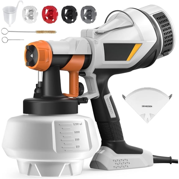 Sprayer - HVLP Electric , 1200ml High Capacity Container Easy to Clean, 4 Nozzles and 3 Patterns, for Furniture, Cabinets, Fence, Walls, Door, Garden Chairs etc