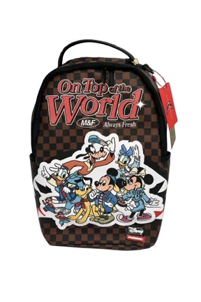 Backpack Unisex Brown Mickey Mouse Graphic Shoulder Strap Bag SPR275 (Brown,One Size)