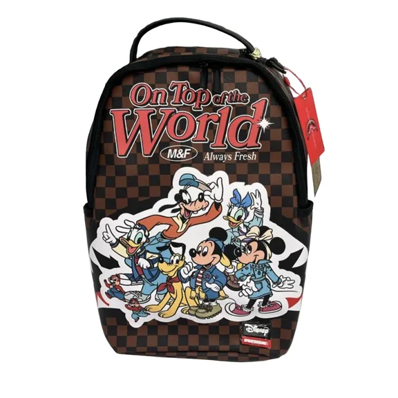 Sprayground Backpack Unisex Brown Mickey Mouse Graphic Shoulder Strap Bag SPR275 (Brown,One Size)