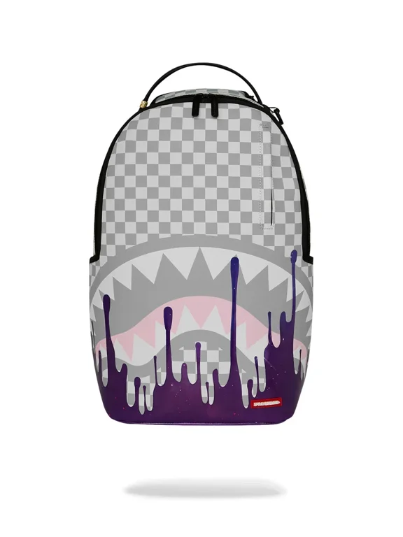 Cosmic Chaos Backpack Unisex Gray Checkered Shoulder Strap SPR312 (Gray,One Size)