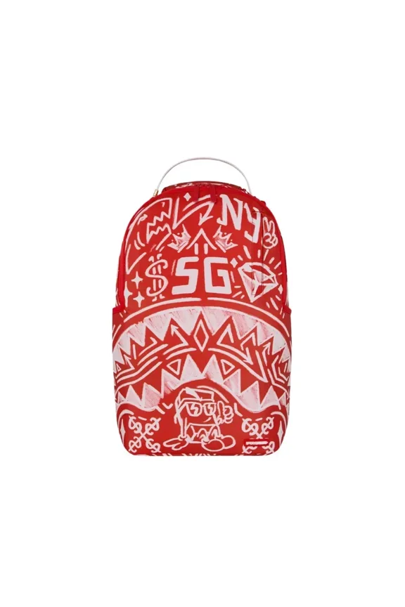 Graffiti Wall Red Backpack Unisex OS Red Shoulder Strap Bag SPR249 (Red,One Size)