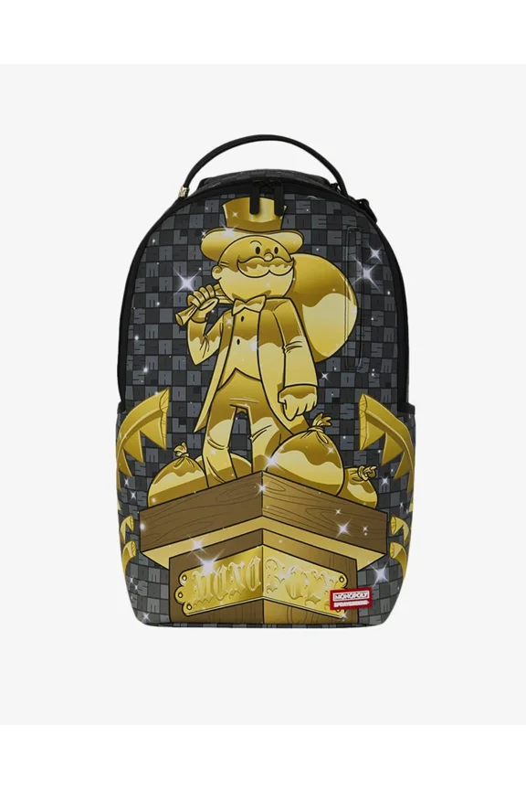 Monopoly Statue Backpack Unisex Black Graphic Shoulder Strap SPR255 (Black,One Size)