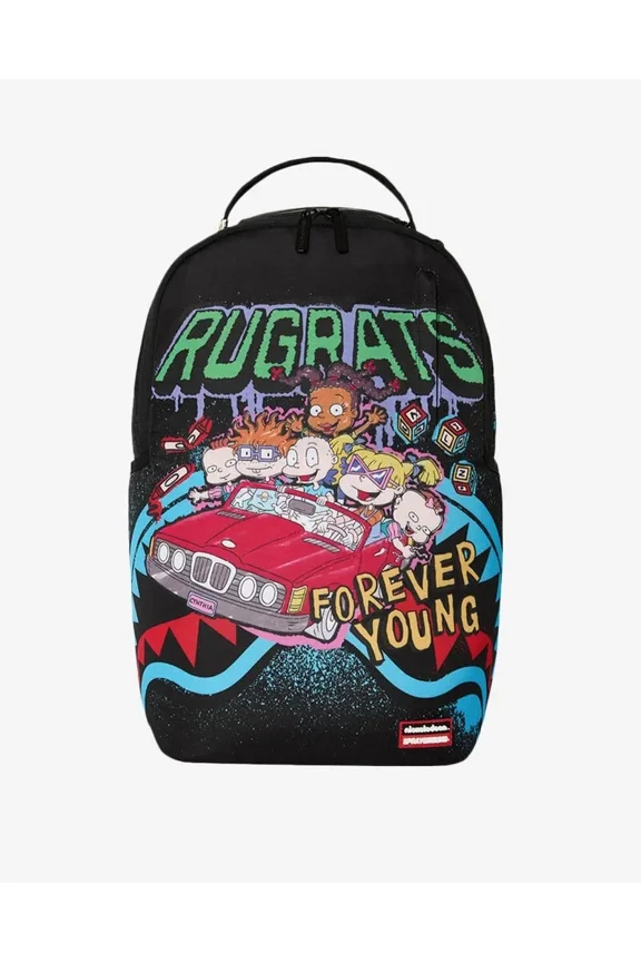Rugrats Forever Young Backpack Unisex Black Adjustable Strap SPR254 (Black,One Size)