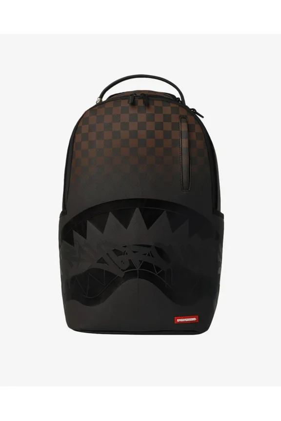 Shark Central Backpack Unisex OS Brown Checkered Top Handle SPR292 (Brown,One Size)