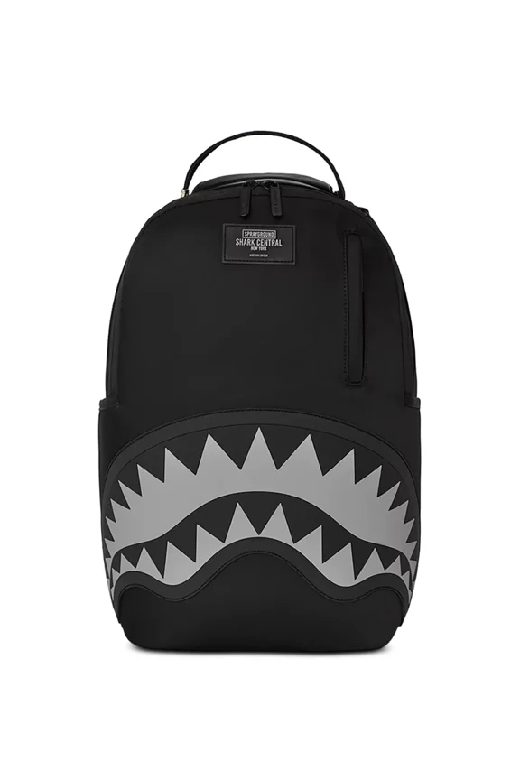 Shark Central Embossed Backpack Unisex Black Shoulder Strap SPR284 (Black,One Size)
