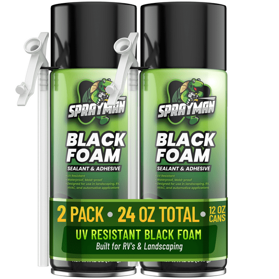 Sprayman Black Foam Sealant, Expanding Foam for Pond, Waterfall, Landscaping, and RVs - 12 oz Straw