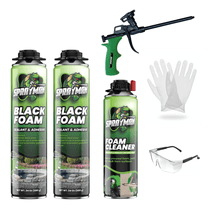 Sprayman Pro Black Spray Foam for Pond, Waterfall, Landscaping, and RVs (2x24 oz), Gun & Cleaner Included - 2 Pack Set