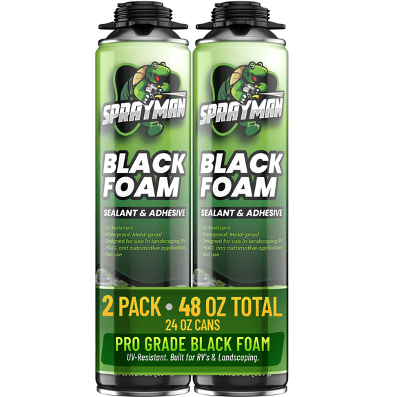 Sprayman Pro Black Spray Foam for Pond, Waterfall, Landscaping, and RVs (2x24 oz), Gun & Cleaner Not Included - 2 Pack