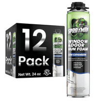 Sprayman Window & Door Low Expansion Spray Foam, Gun Use & Reusable, 24oz - 12 Pack (Gun & Cleaner Not Included)