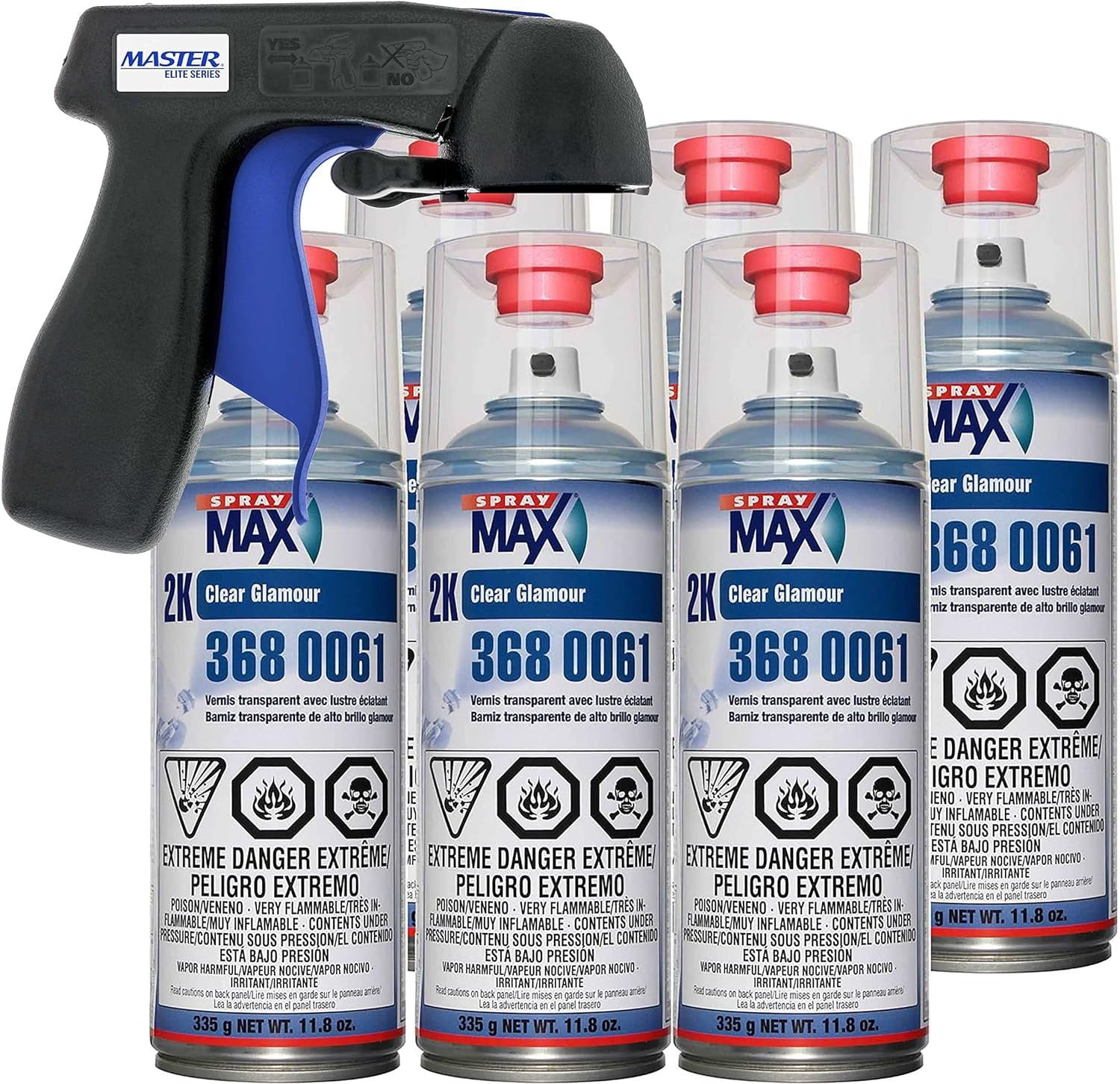 Spraymax 2K Clear Coat Aerosol Spray Cans 6 Pack High Gloss Automotive Clear Coat for Car