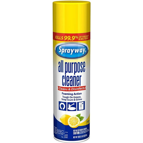 Sprayway All Purpose Cleaner and Disinfectant Lemon Scent - Foaming Action - 19 oz