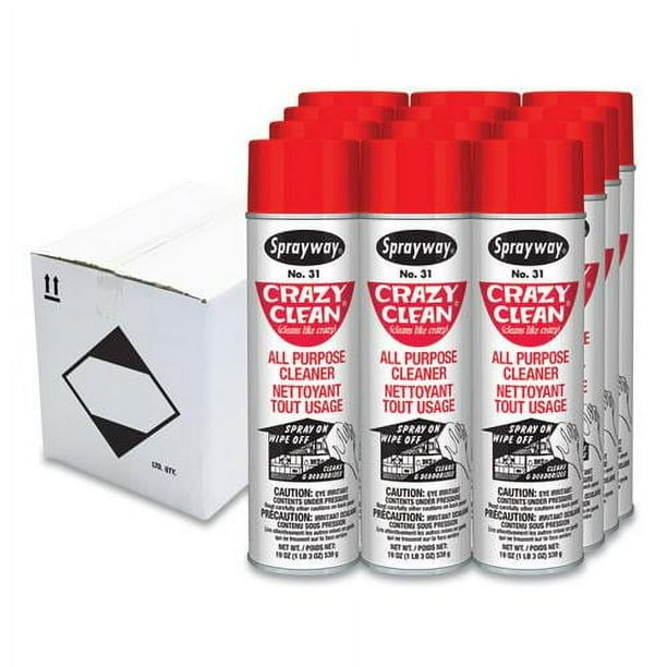 Crazy Clean All Purpose Cleaner, Floral Scent, 19 oz Aerosol Spray, Dozen Crazy Clean All Purpose Cleaner, Floral Scent, 19 oz Aerosol Spray, Dozen