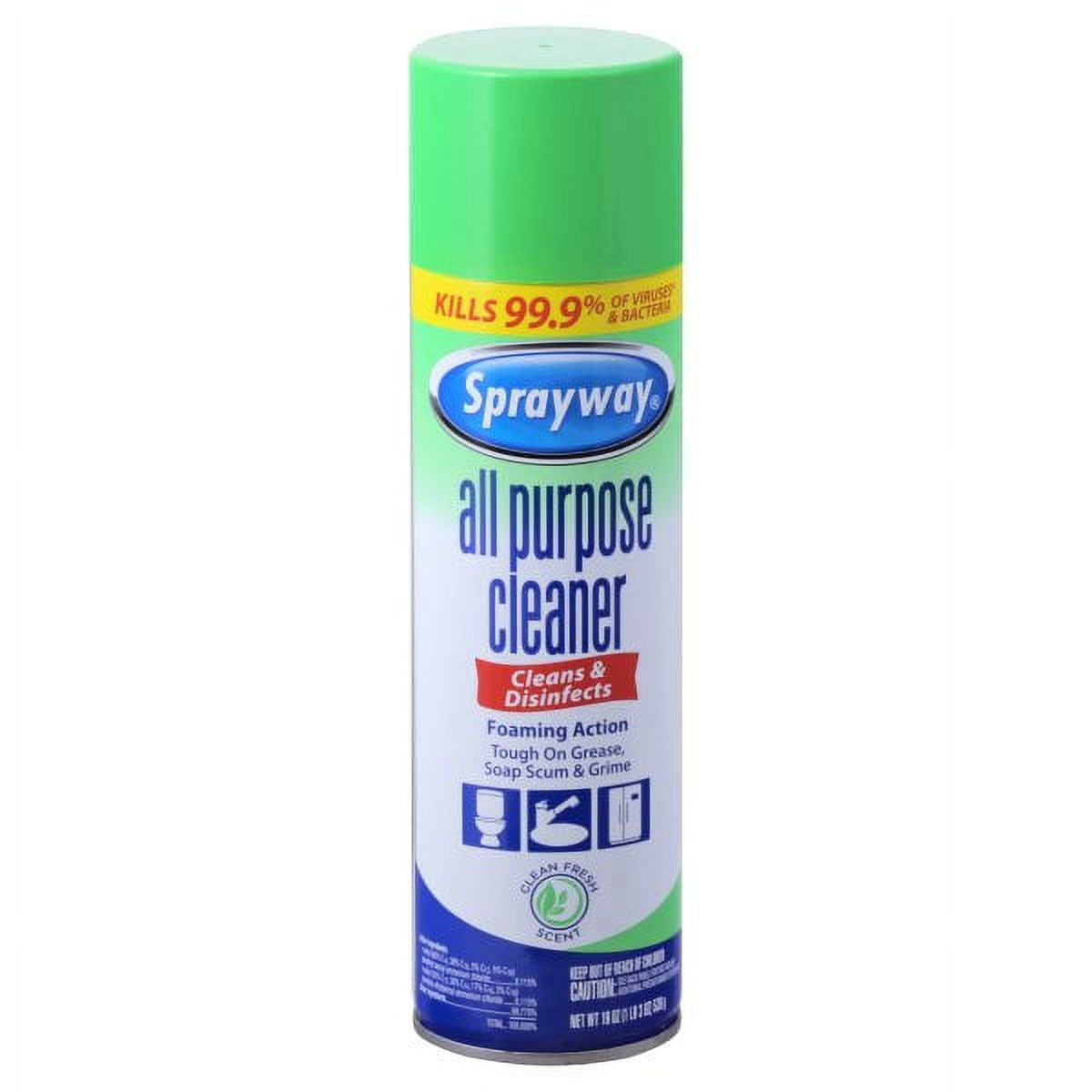 Sprayway SW5002R All Purpose Disinfectant Cleaner, Foaming Action, 19 Ounce