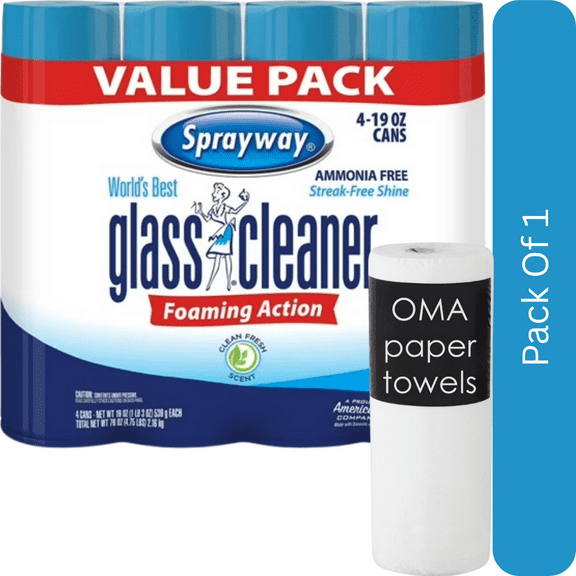 Sprayway Glass Cleaner 19 oz Aerosol- With Paper Towel By OMA