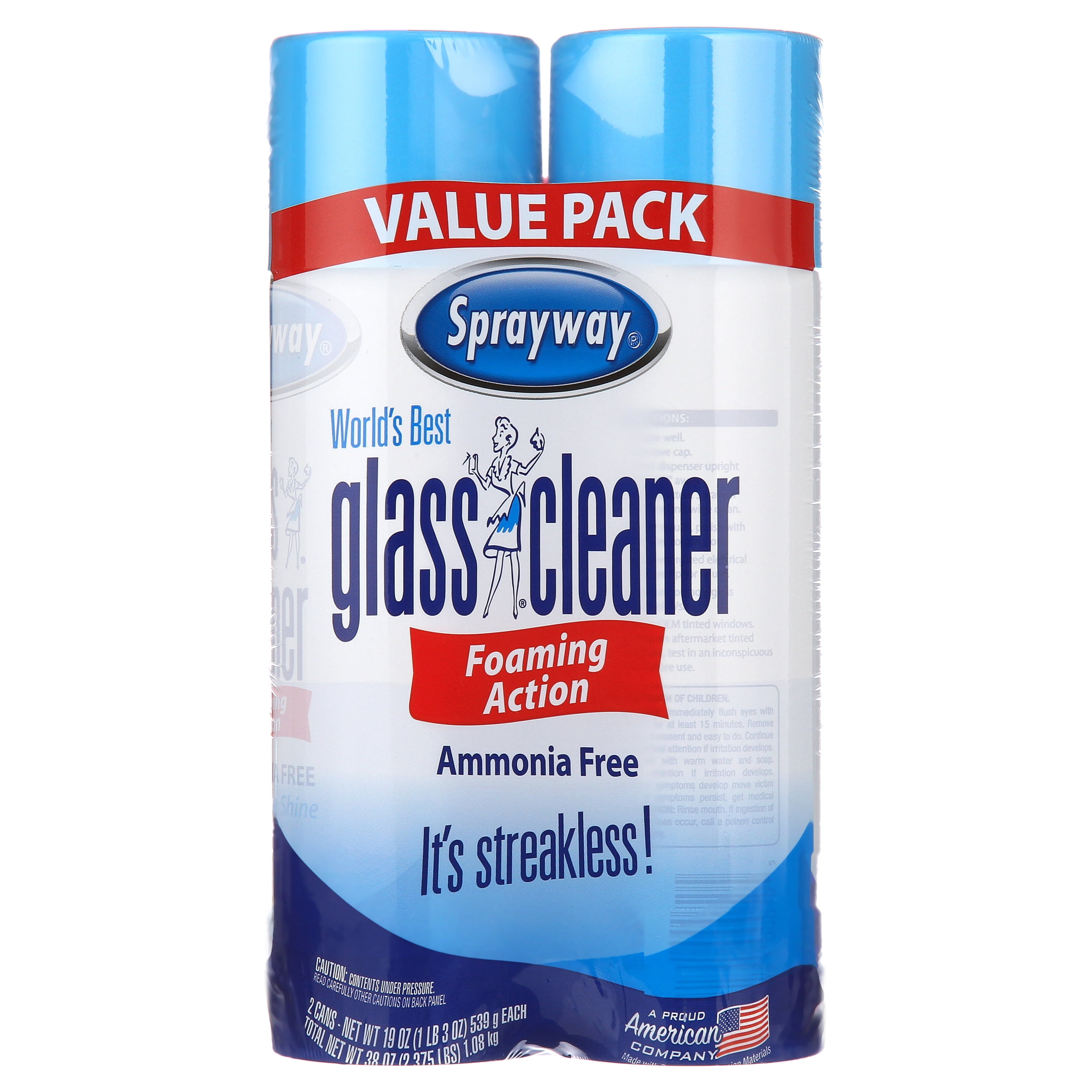 Sprayway Foaming Glass Cleaner, Streak-Free, Ammonia-Free, 2 Pack 