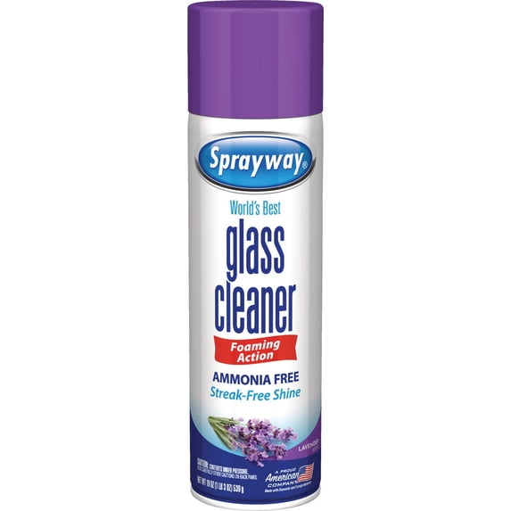 Sprayway Glass Cleaner Lavender Scent Foaming Aerosol Spray, 19oz, Pack of 6 Ammonia-Free, Streakless, Fast-Acting Cleans & Polishes Glass Surfaces Removes Fingerprints, Dust, Dirt, Smoke Film