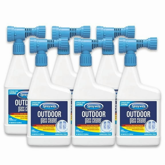 Sprayway Outdoor Glass Cleaner, 32oz, Pack of 6 Streak-Free Shine, Foaming Action Ideal for Windows, Patio Doors, and Outdoor Glass Surfaces
